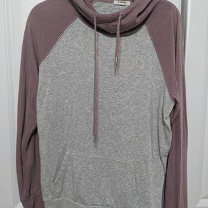 Garage Grey Body Salmon Pink Sleeve Cowl Neck Hoodie Size Large